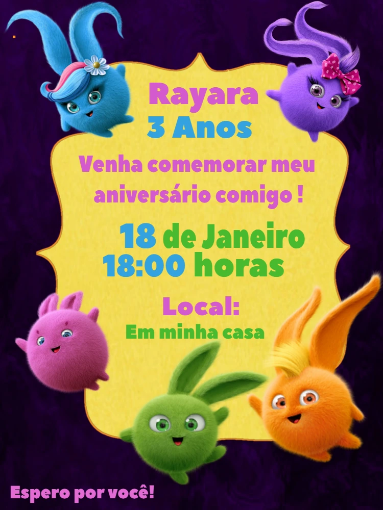 Convite de Aniversário Sunny Bunnies para Editar Online