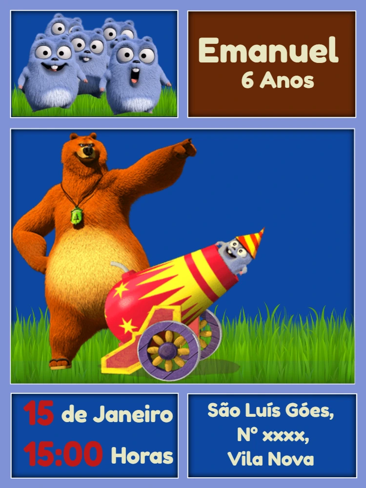 Convite Aniversário Grizzy and the Lemmings para Editar Online