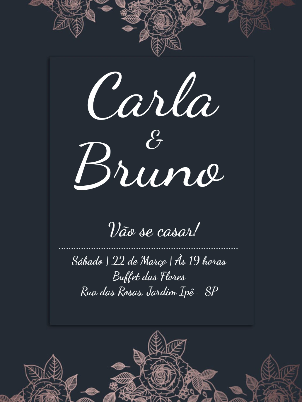 Convite de Casamento Minimalista com Flores para Editar Online