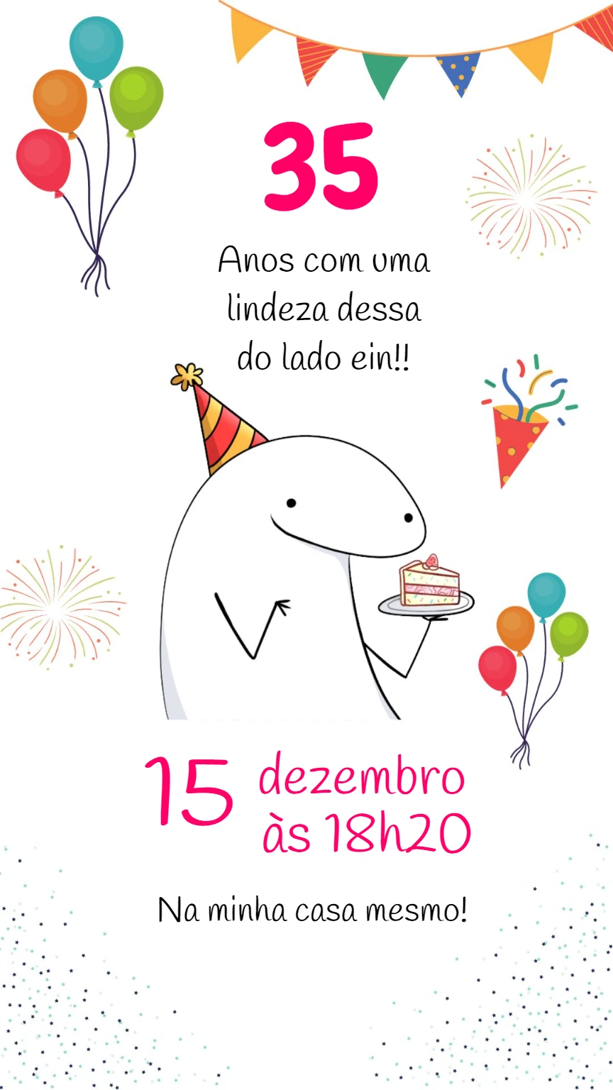 Convite de Aniversário Flork Meme para Editar Online