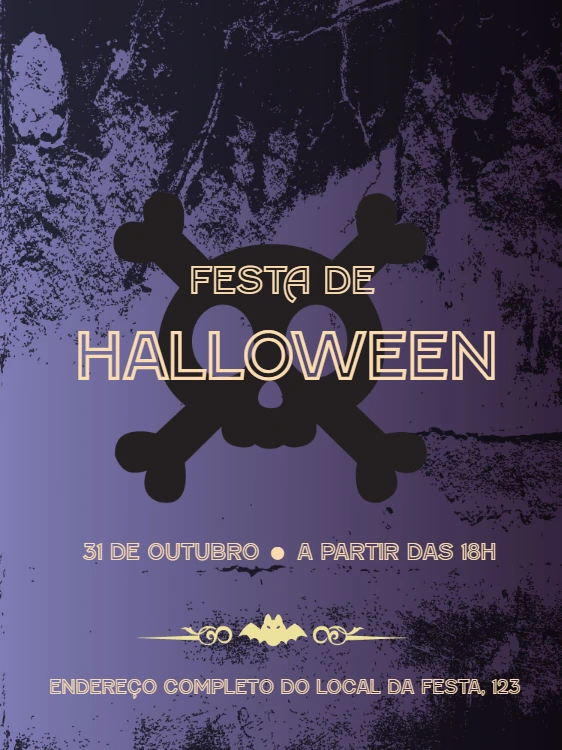Convite de Halloween com Caveira Sombria para Editar Online