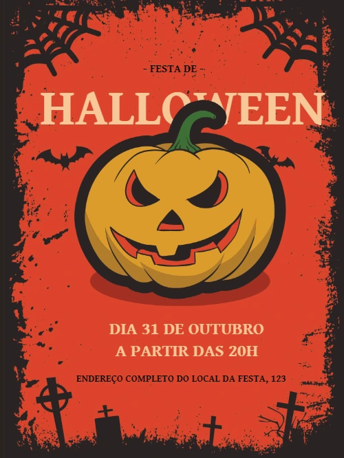 Convite de Halloween com Abóbora Assustadora para Editar Online