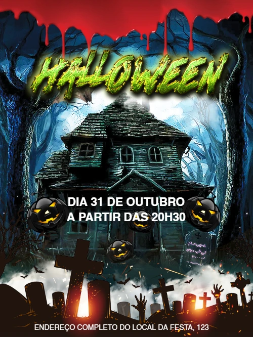 Convite de Halloween Assustador e Sombrio para Editar Online