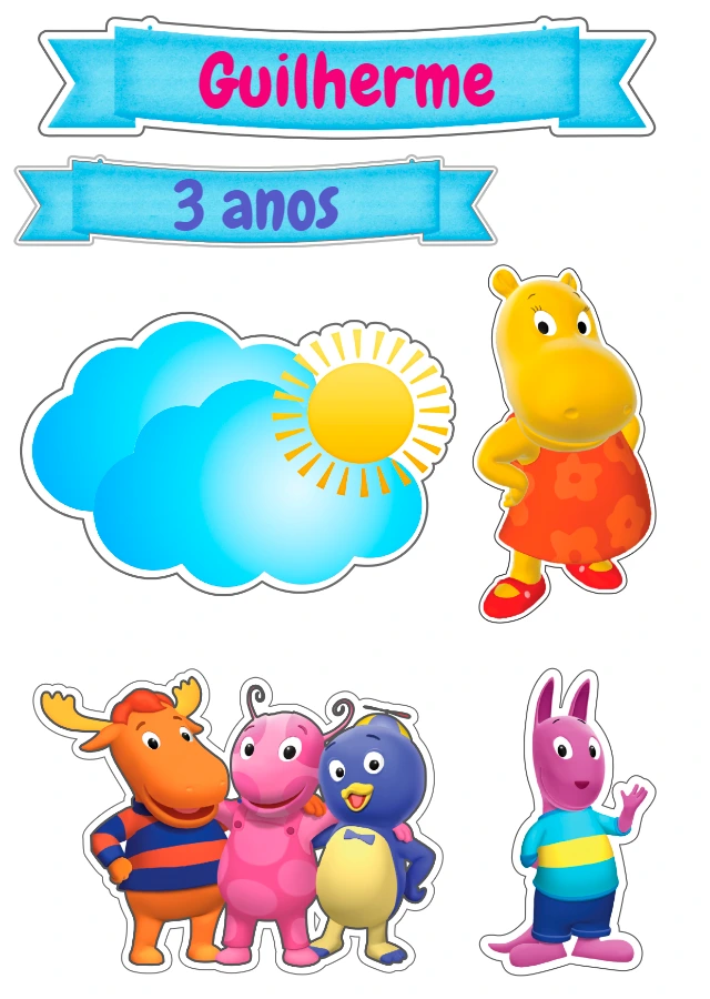 Topo de Bolo Backyardigans Editável para Imprimir