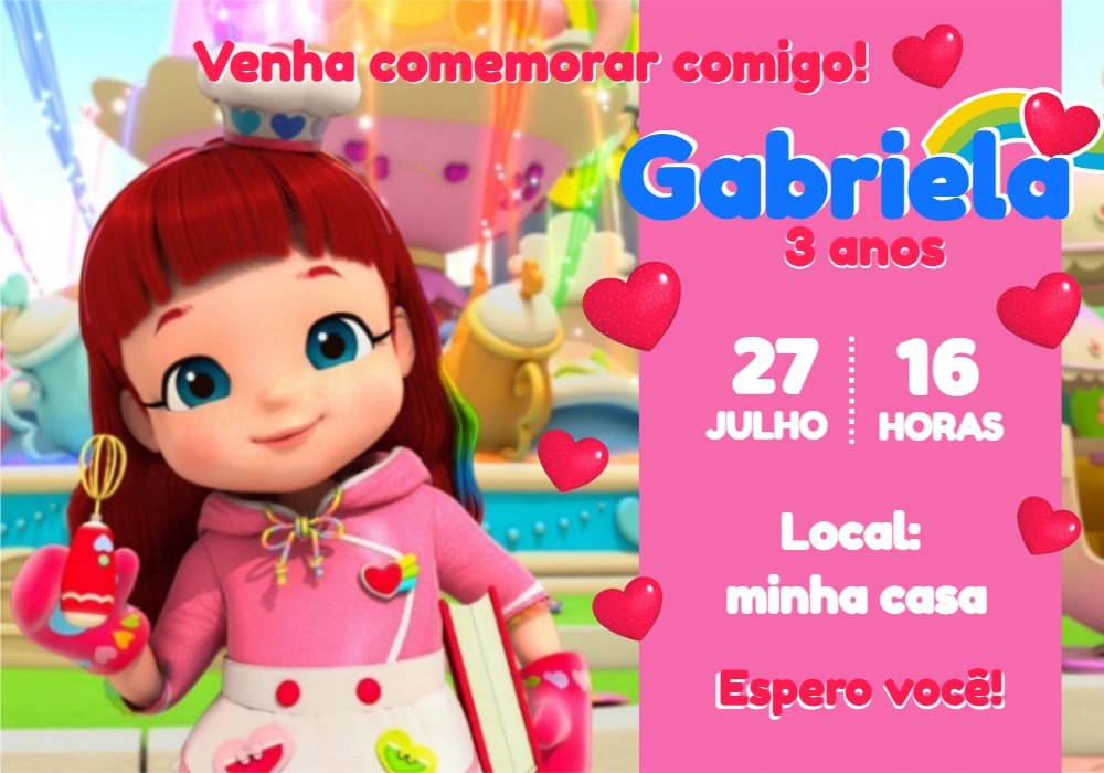 Convite Aniversário Rainbow Ruby para Editar Online