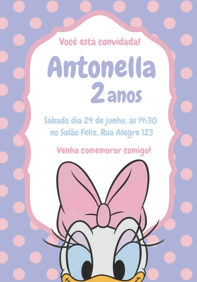 Convite Aniversário Margarida para Editar Online