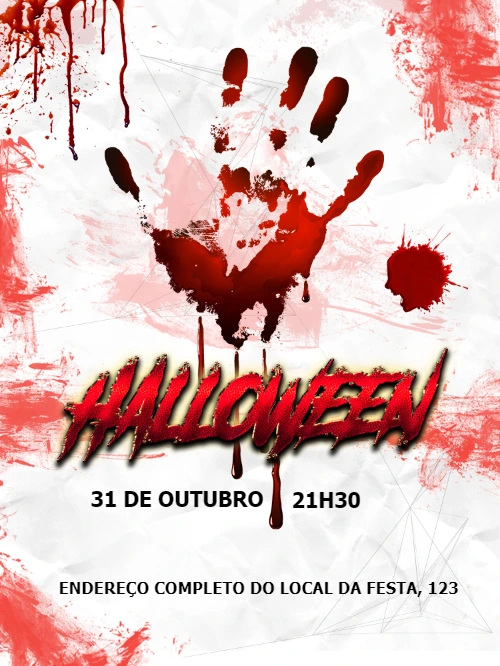 Convite de Halloween Assustador com Sangue para Editar Online