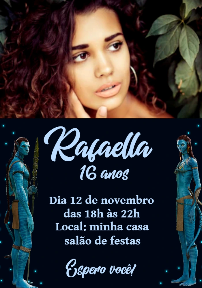 Convite Aniversário Avatar com Foto para Editar Online
