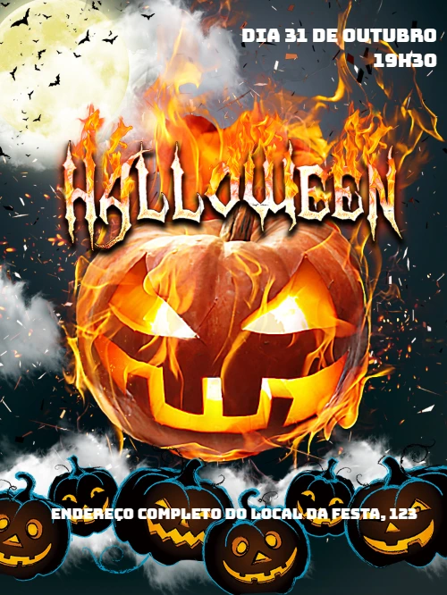 Convite de Halloween Assustador com Abóbora para Editar Online