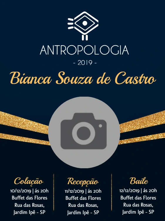 Convite de Formatura Antropologia com Foto para Editar Online