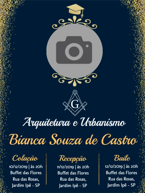 Convite Formatura Arquitetura e Urbanismo com Foto para Editar