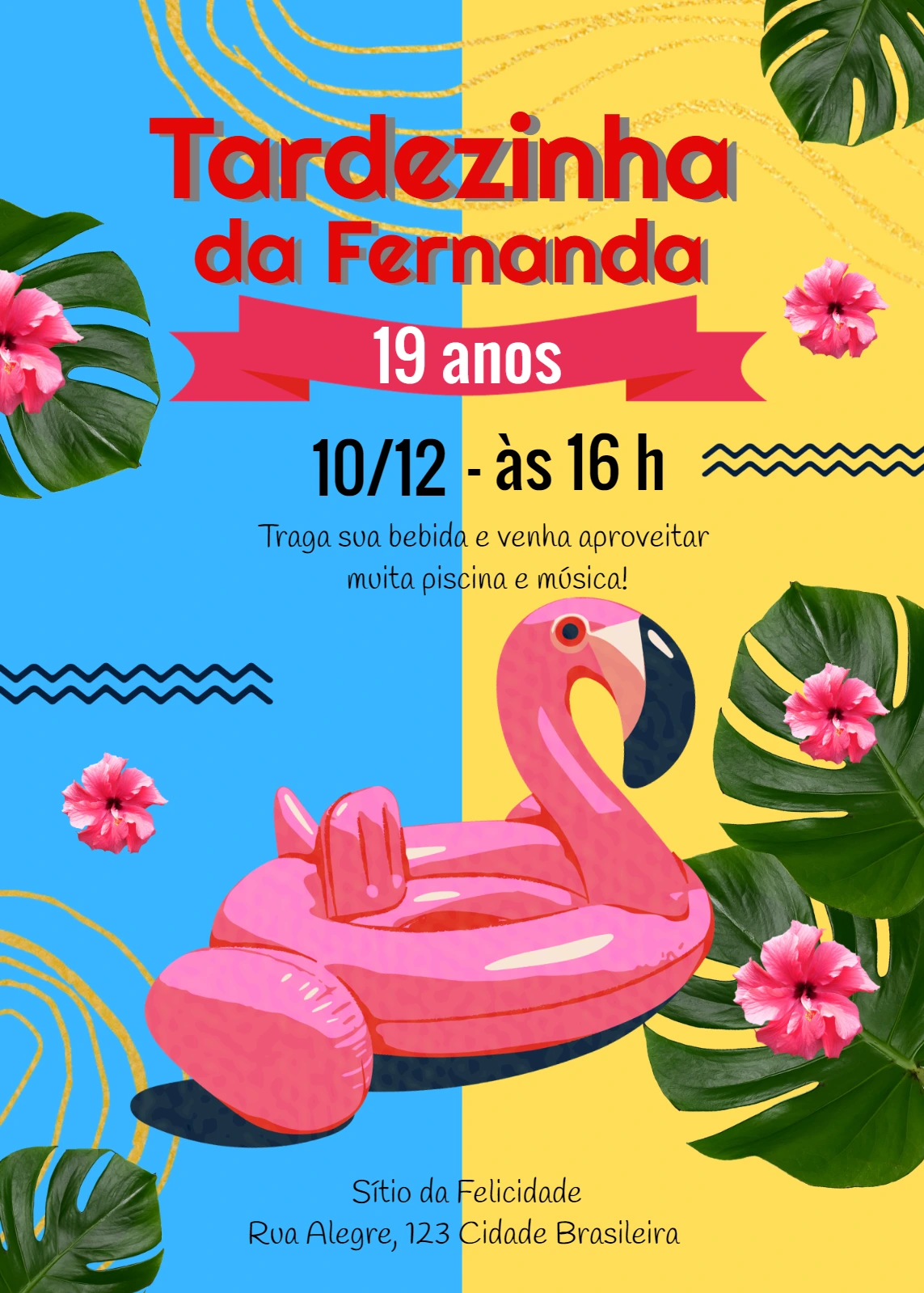 Convite Aniversário Tardezinha Tropical para Editar Online
