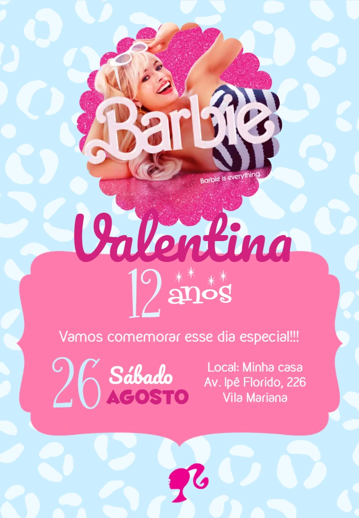 Convite Aniversário Barbie Filme Editável Online