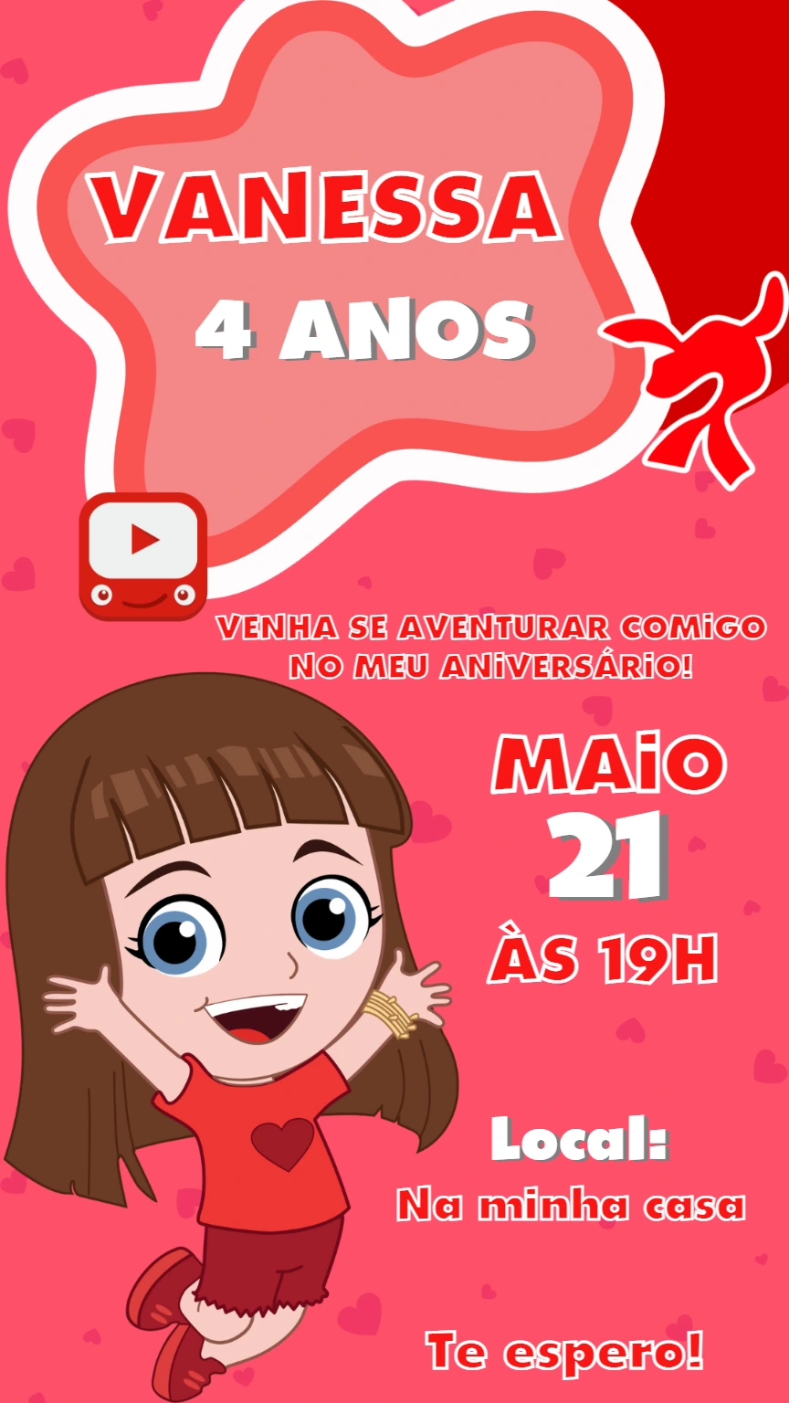 Convite Animado Aniversário Menina Aventureira para Editar