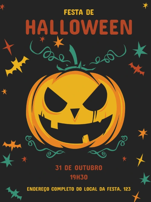 Convite de Halloween com Abóbora Assustadora para Editar Online
