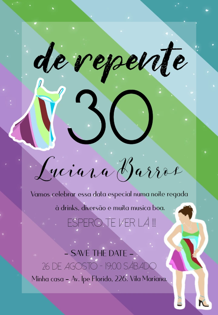 Convite De Repente 30 Anos Listrado para Editar Online