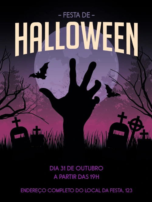 Convite de Halloween Assustador com Zumbi para Editar Online