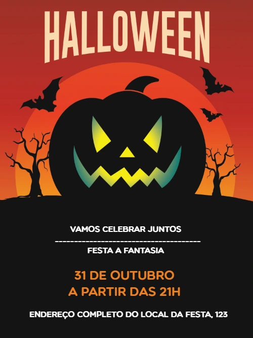 Convite de Halloween Assustador com Abóbora para Editar Online