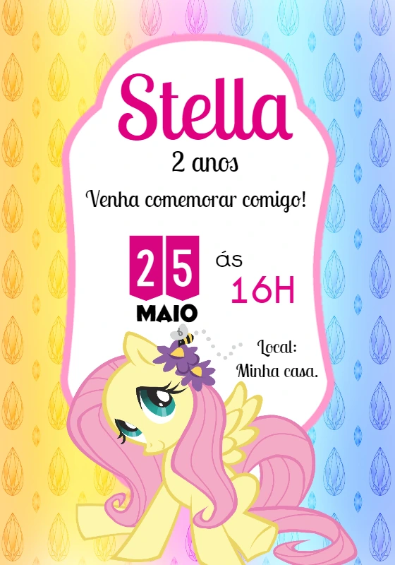 Convite de Aniversário My Little Pony para Editar Online