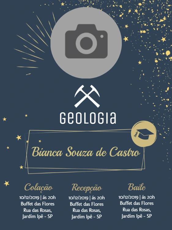 Convite de Formatura Geologia com Foto para Editar Online