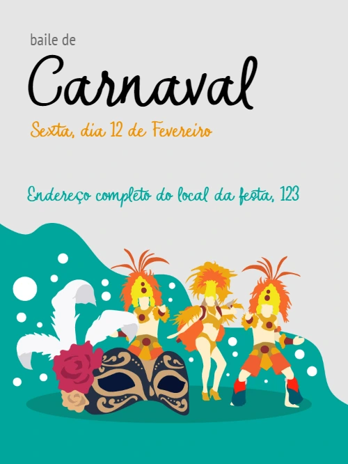 Convite de Carnaval com dançarinos e máscara para Editar Online