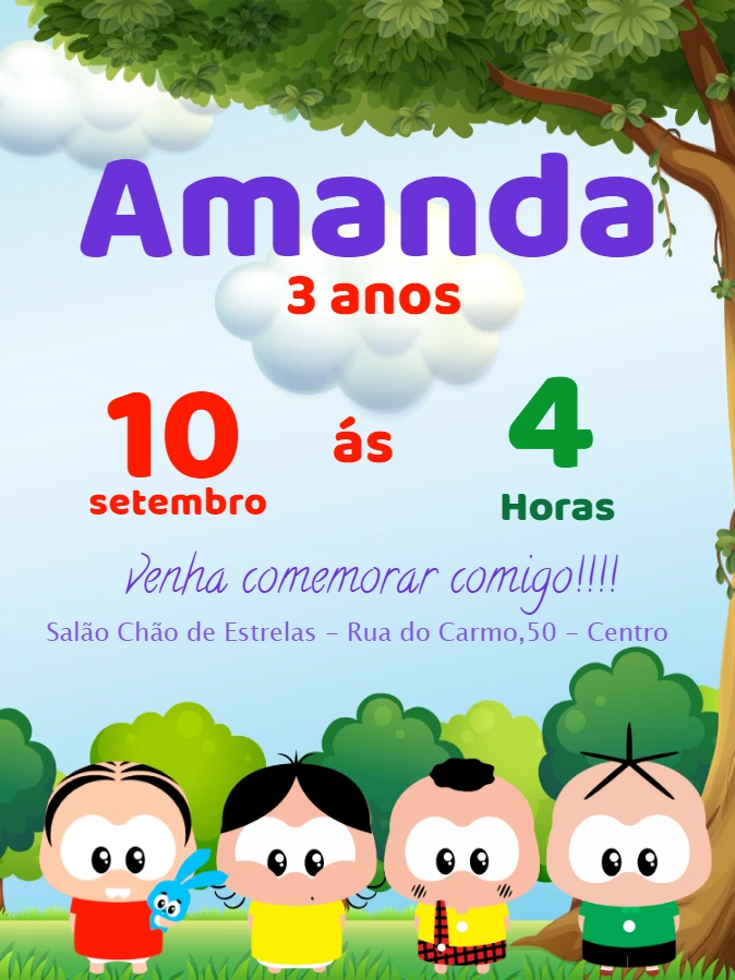Convite de Aniversário Turma da Mônica Toy Editável Online
