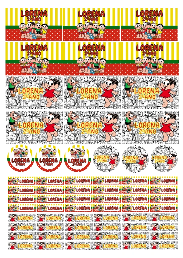 Etiqueta Escolar Turma da Mônica para Editar Online