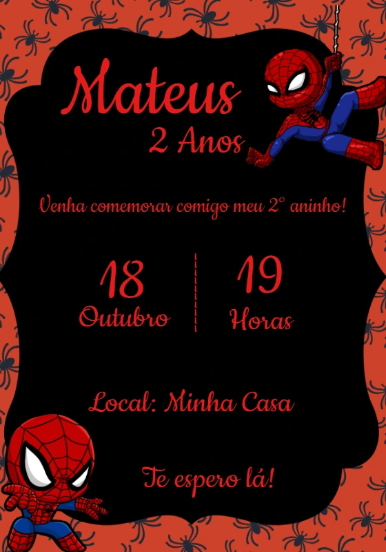 Convite Aniversário Homem-Aranha Baby para Editar Online