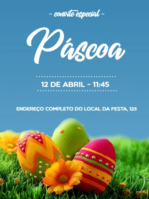Convite de Páscoa com Ovos Coloridos para Editar Online
