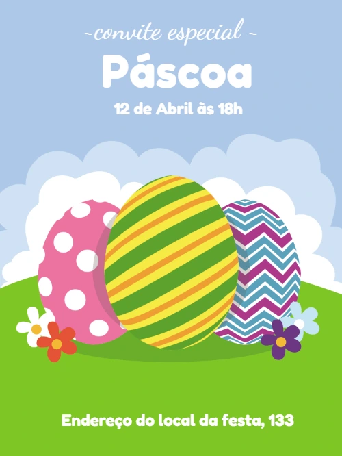 Convite de Páscoa com Ovos Coloridos para Editar Online