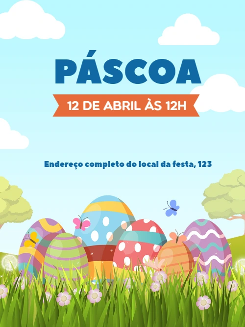 Convite de Páscoa com Ovos Coloridos para Editar Online