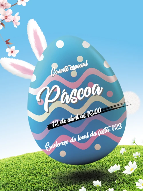 Convite de Páscoa com Ovo Decorado para Editar Online