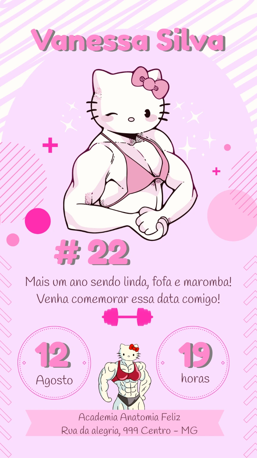 Convite de Aniversário Hello Kitty Maromba para Editar Online