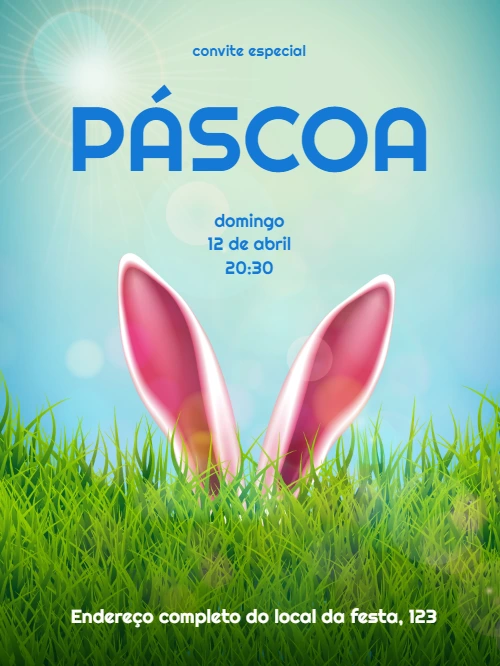 Convite de Páscoa com Orelhas de Coelho para Editar Online