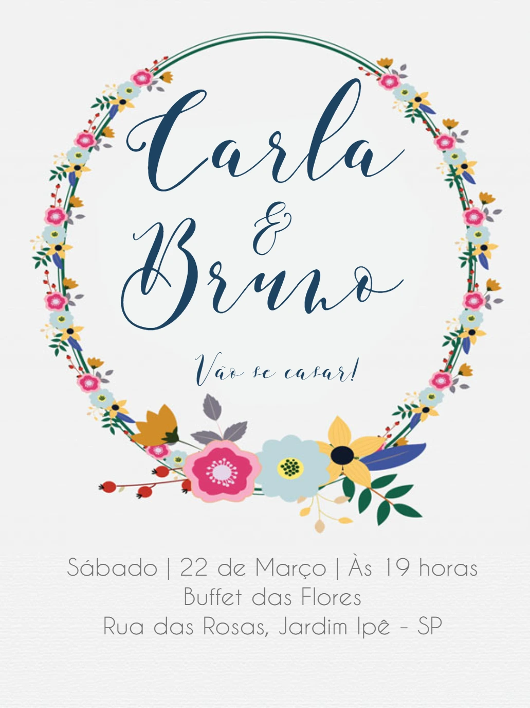 Convite de Casamento Floral Delicado para Editar Online