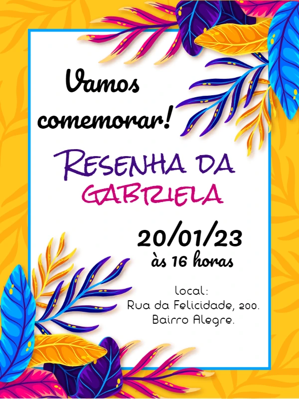 Convite Aniversário Resenha Tropical para Editar Online