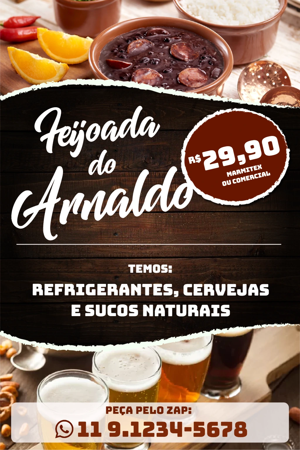 Folheto de Feijoada para Restaurante Editável Online