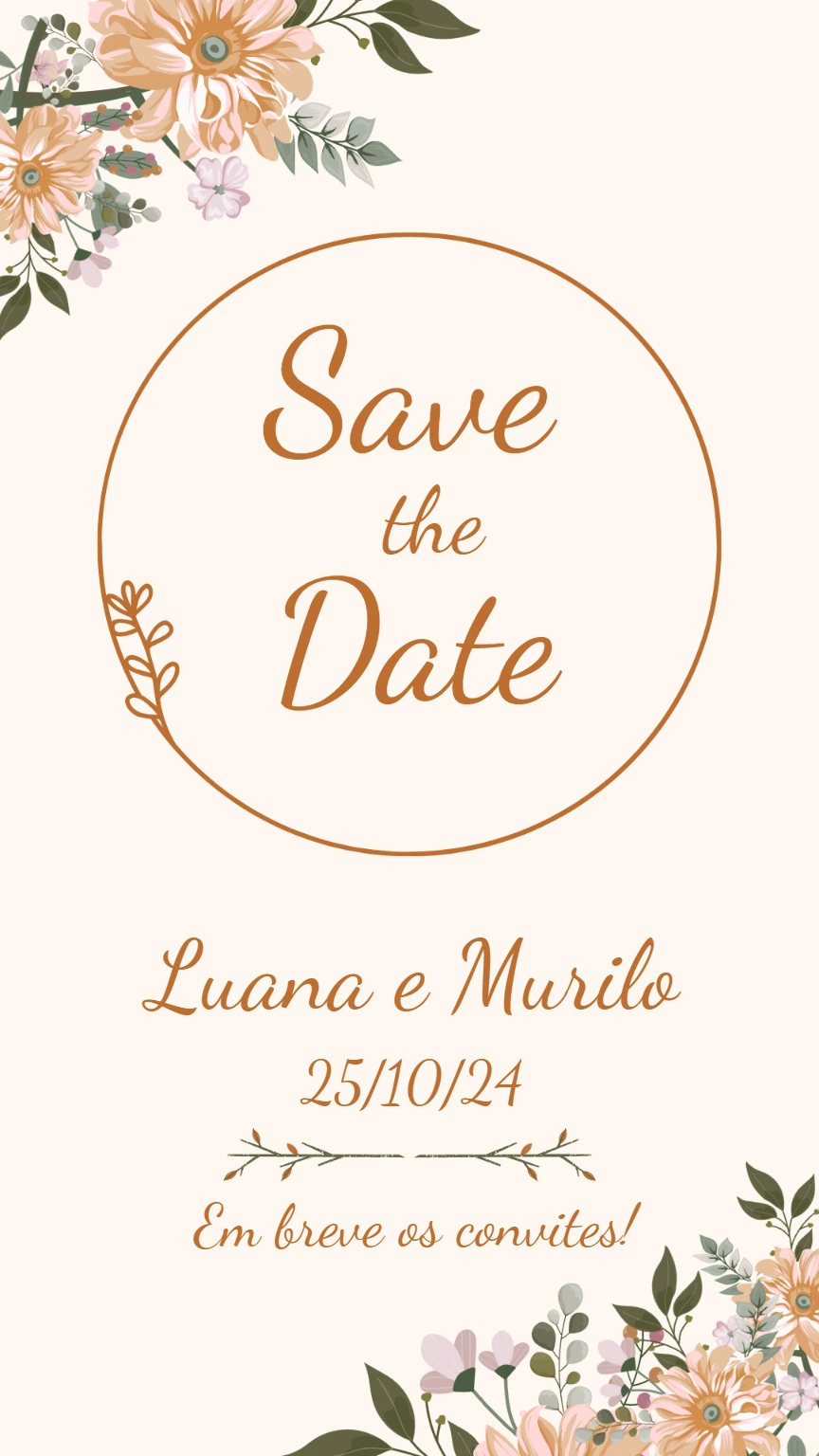 Save the Date Floral para Casamento para Editar Online