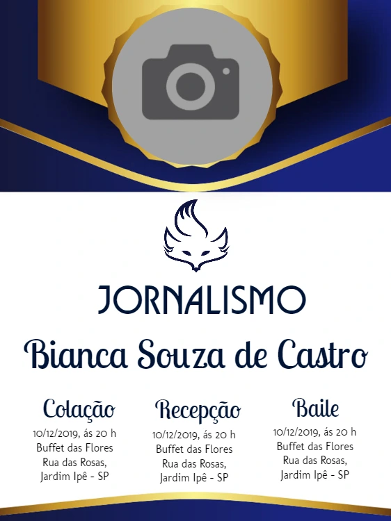 Convite de Formatura Jornalismo com Foto para Editar Online