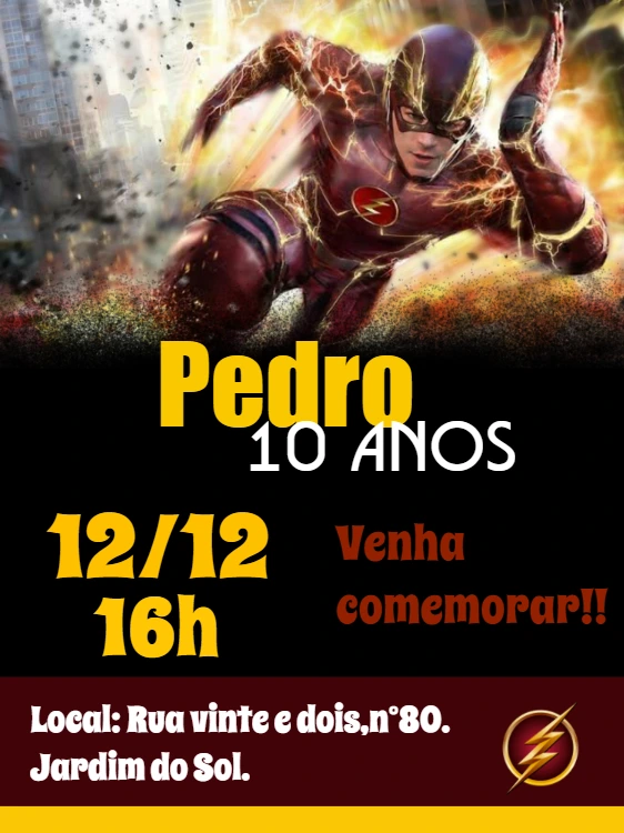 Convite de Aniversário do Flash Editável Online para Imprimir