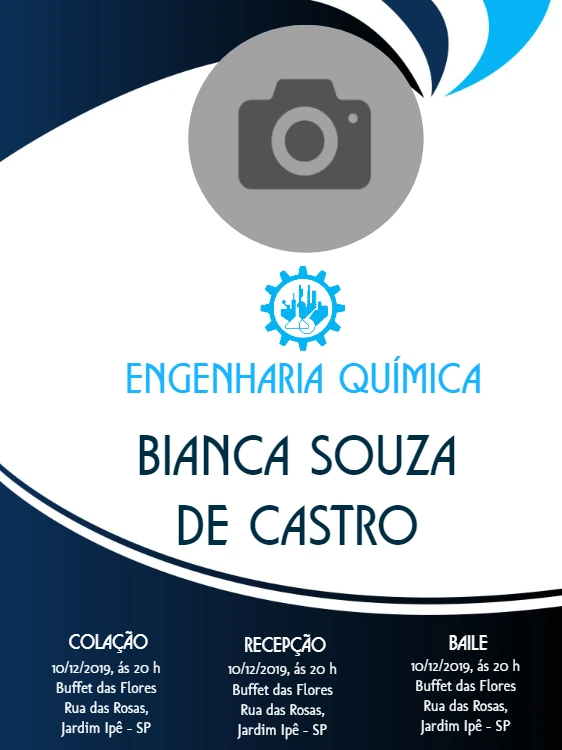 Convite de Formatura Engenharia Química com Foto para Editar
