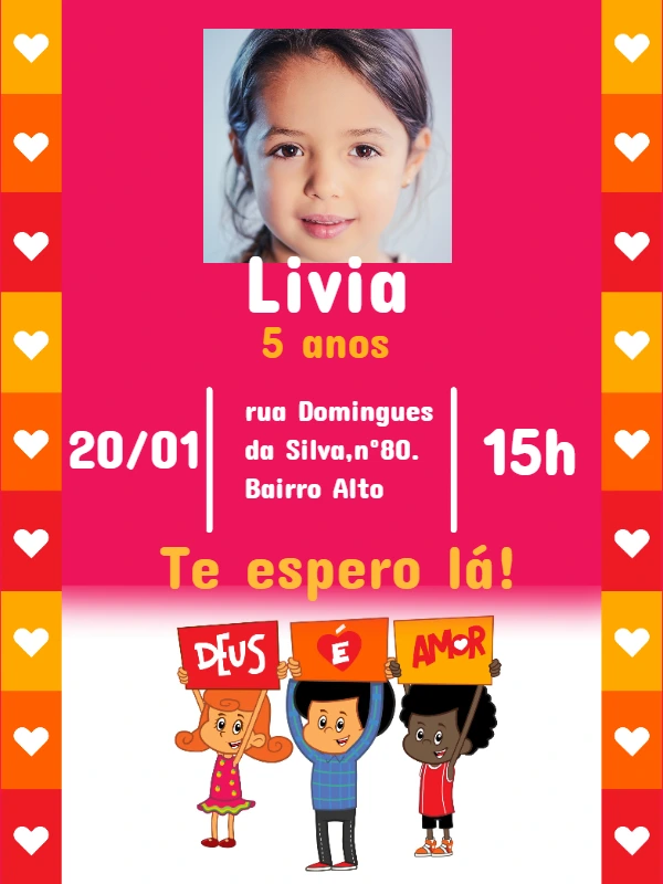 Convite Aniversário 3 Palavrinhas com Foto para Editar