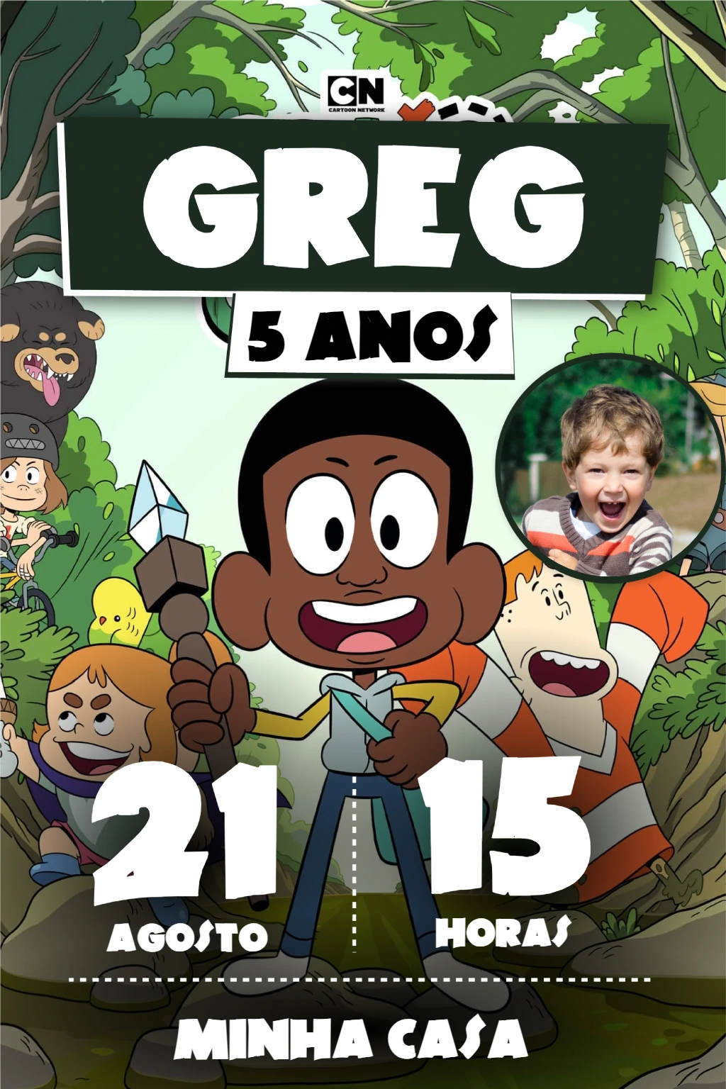 Convite Aniversário O Mundo de Greg com Foto para Editar