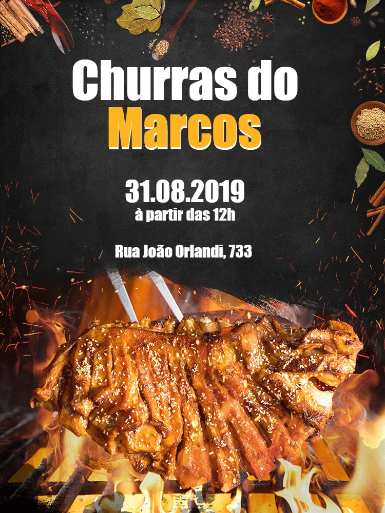 Convite de Aniversário Churrasco Rústico para Editar Online