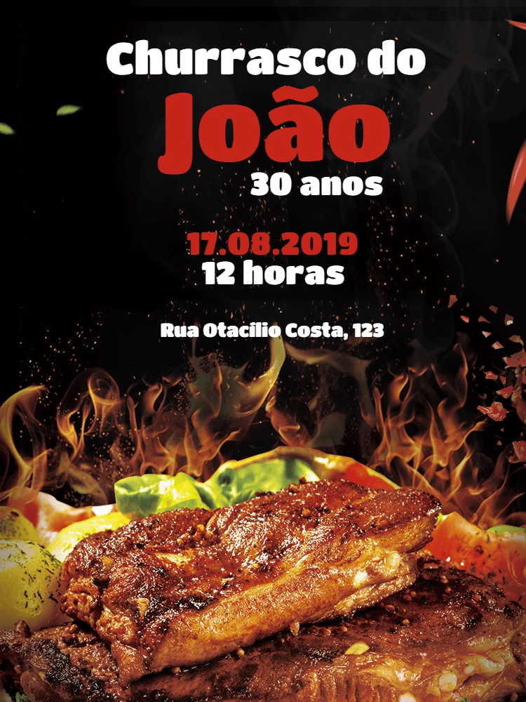 Convite de Aniversário Churrasco para Editar Online