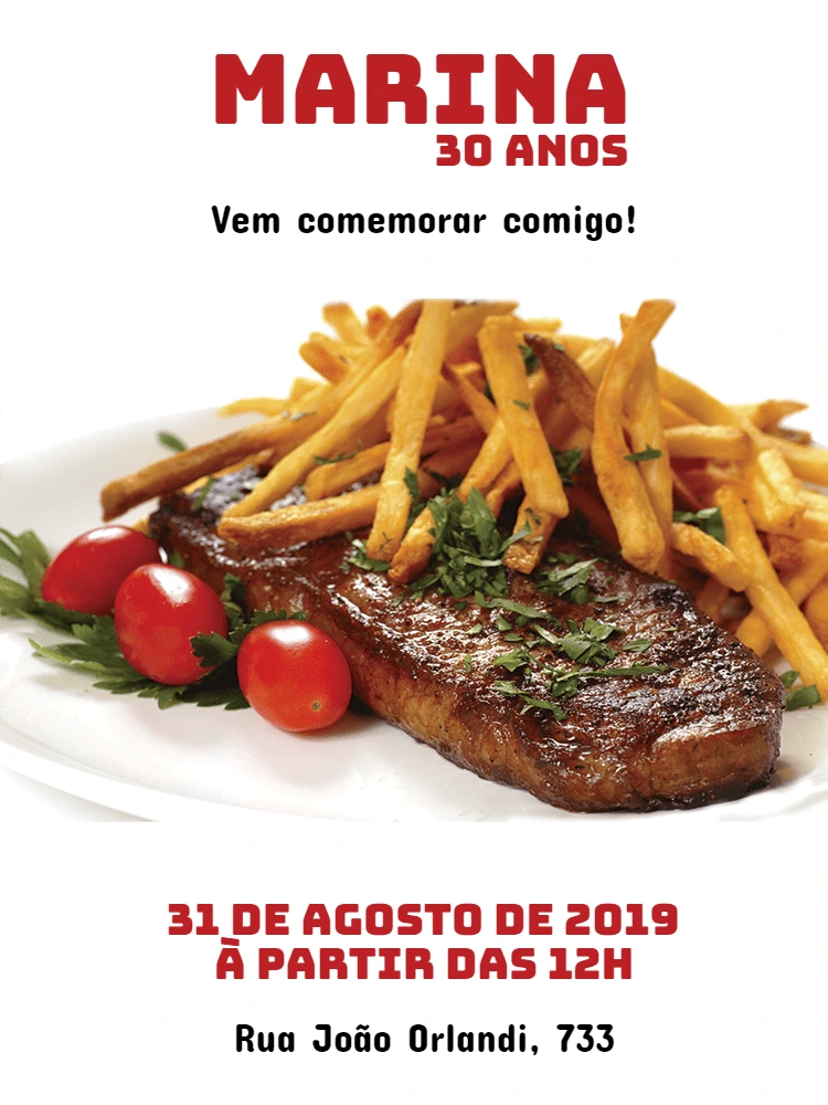 Convite de Aniversário Churrasco para Editar Online