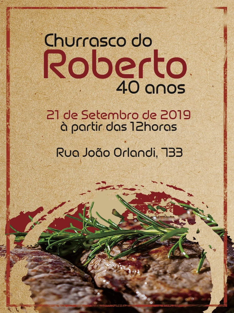 Convite de Aniversário Churrasco Rústico para Editar Online