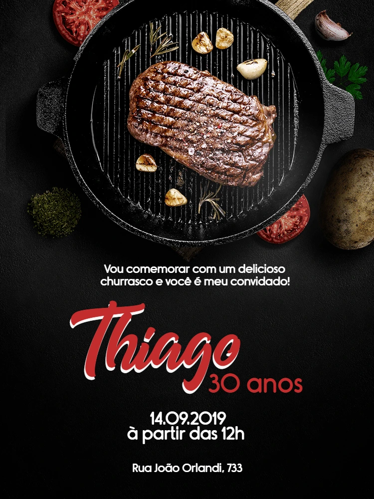 Convite de Aniversário Churrasco Rústico para Editar Online