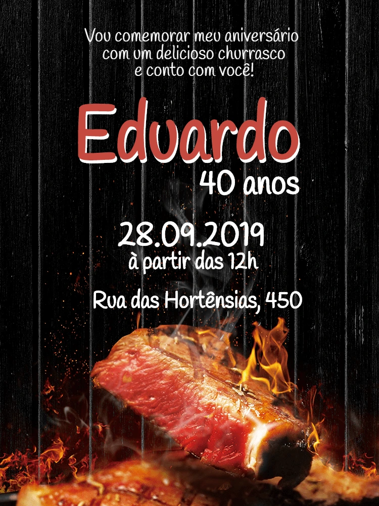 Convite de Aniversário Churrasco Rústico para Editar Online