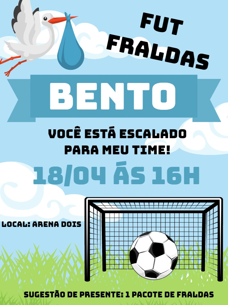 Convite Chá de Fraldas Futebol para Editar e Imprimir